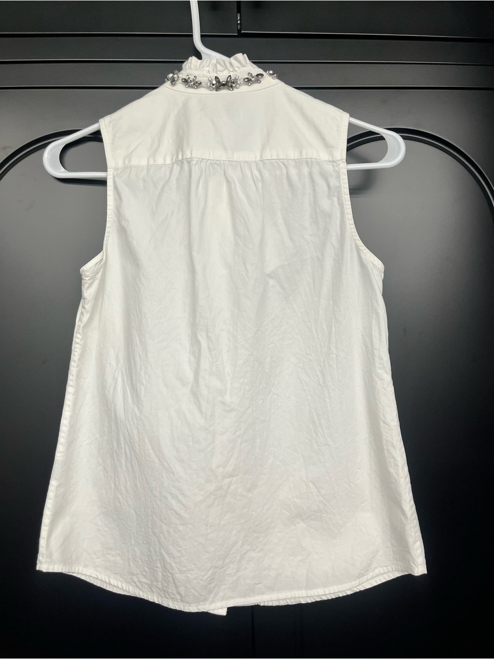 J. Crew White Sleeveless Button-Down Top with Crystal Collar - Picture 6 of 13